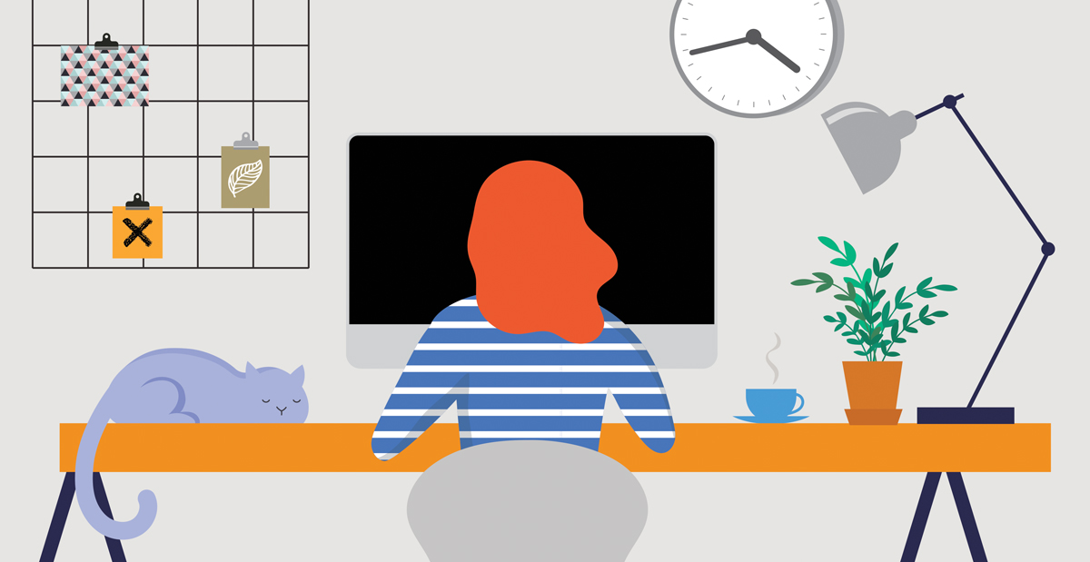 Illustration of woman working remotely