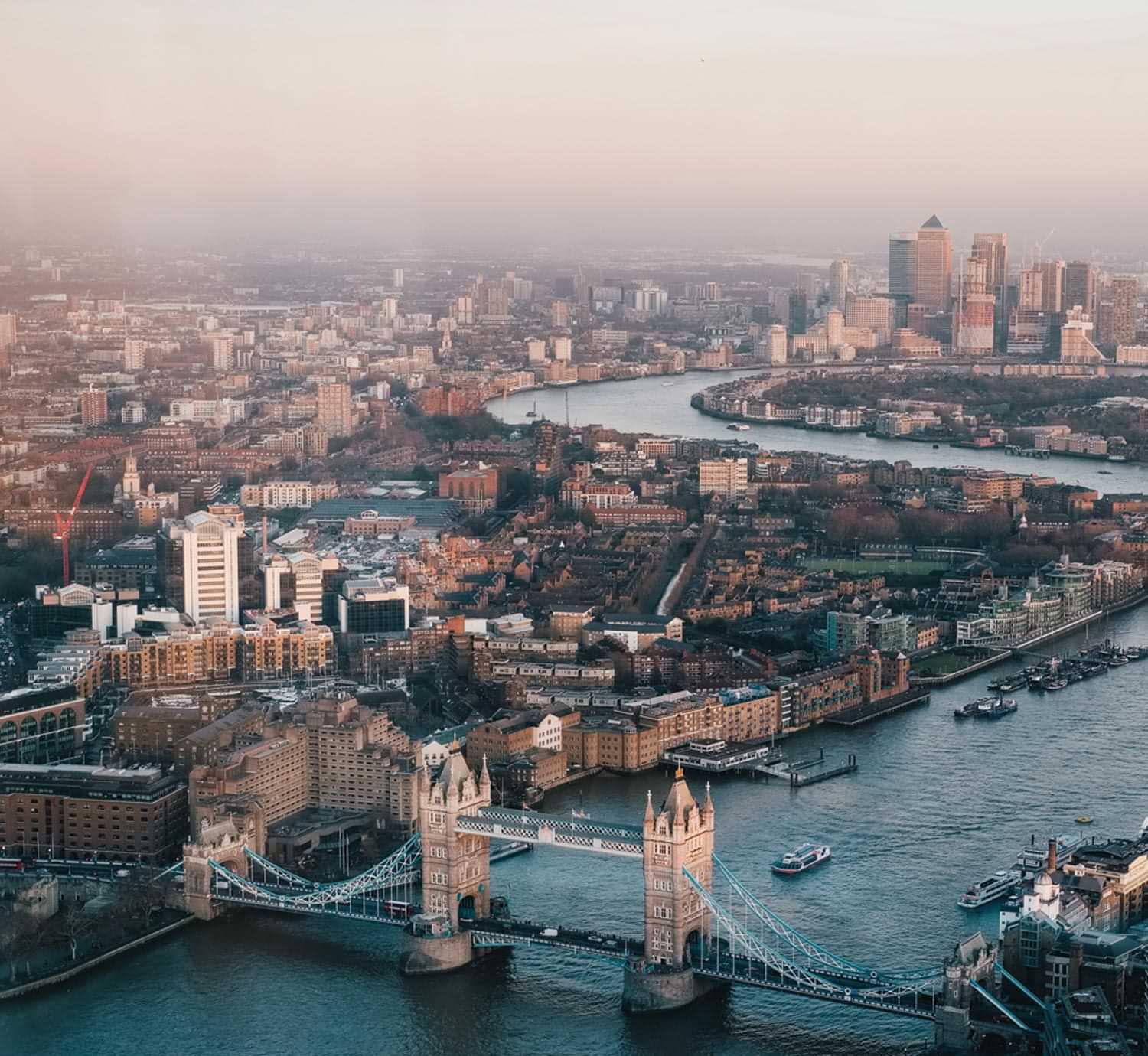 aerial view of London and the Thames