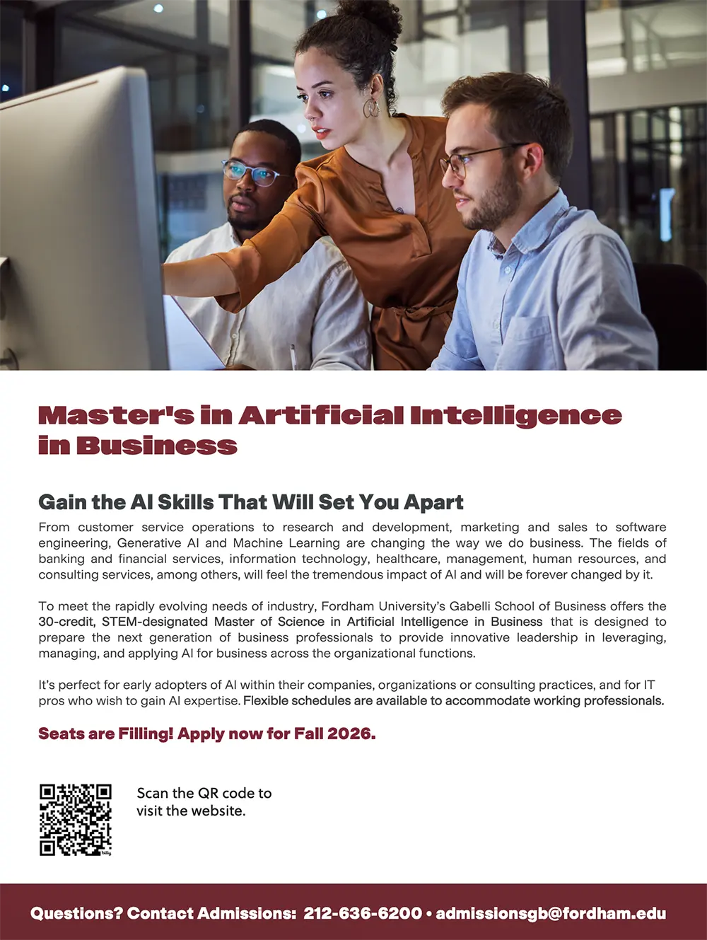 Fordham Gabelli School of Business Master's in Artificial Intelligence in Business Advertisement